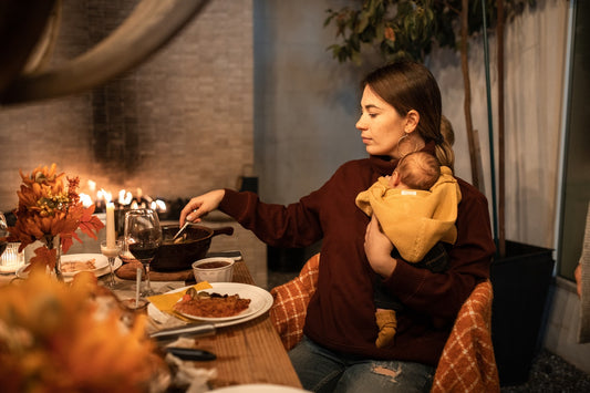 Mother and a baby at baby’s first Thanksgiving