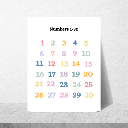 Numbers 1-30 Poster