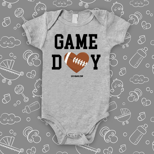 The "Game Day" cool baby onesies in grey.