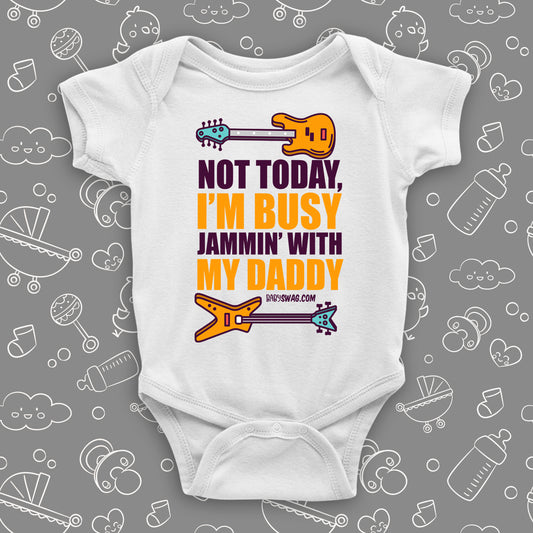 For father and son special day, Baby Swag has a special rock n' roll onesie. Both dad and baby boy will love it. It has the cool guitars printed on it, and it is made of pure cotton. Your boy will feel warm and comfy so you can jam all day long.