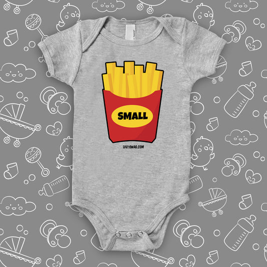 The ''Small Fry'' graphic baby onesie in gray