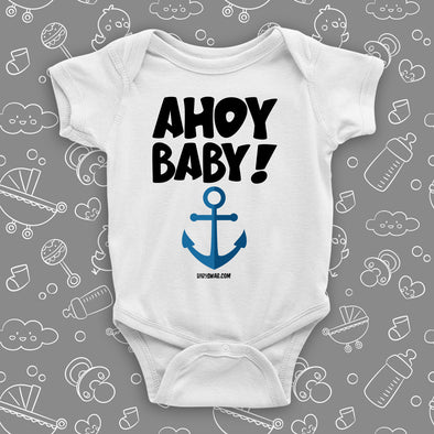 The "Ahoy Baby!" cute baby onesies in white.