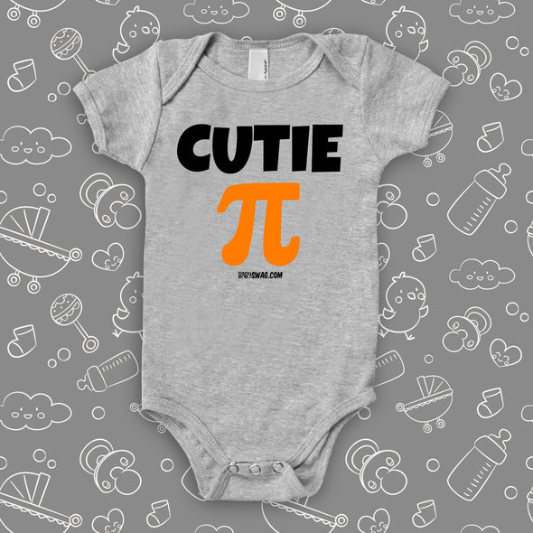 The "Cutie Pie" graphic baby onesies in grey.