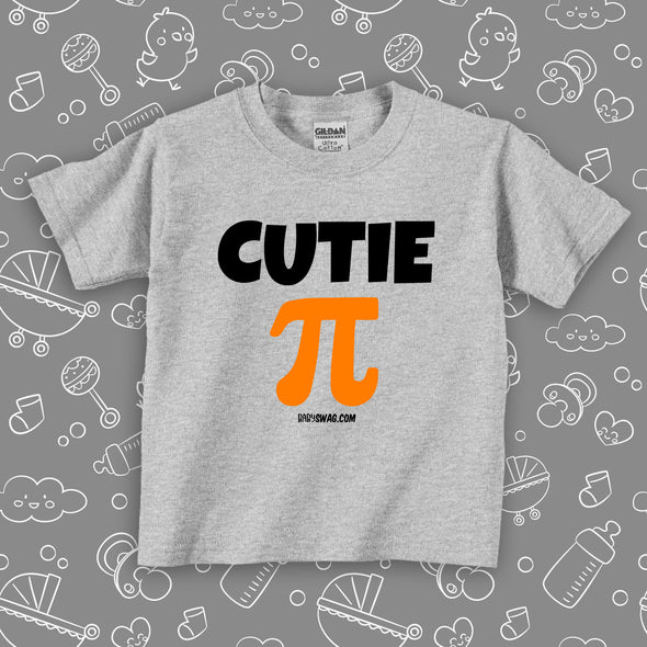 Toddler graphic tees with saying "Cutie Pie" in grey. 
