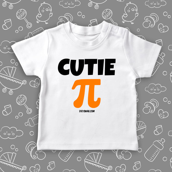 Toddler graphic tees with saying "Cutie Pie" in white.