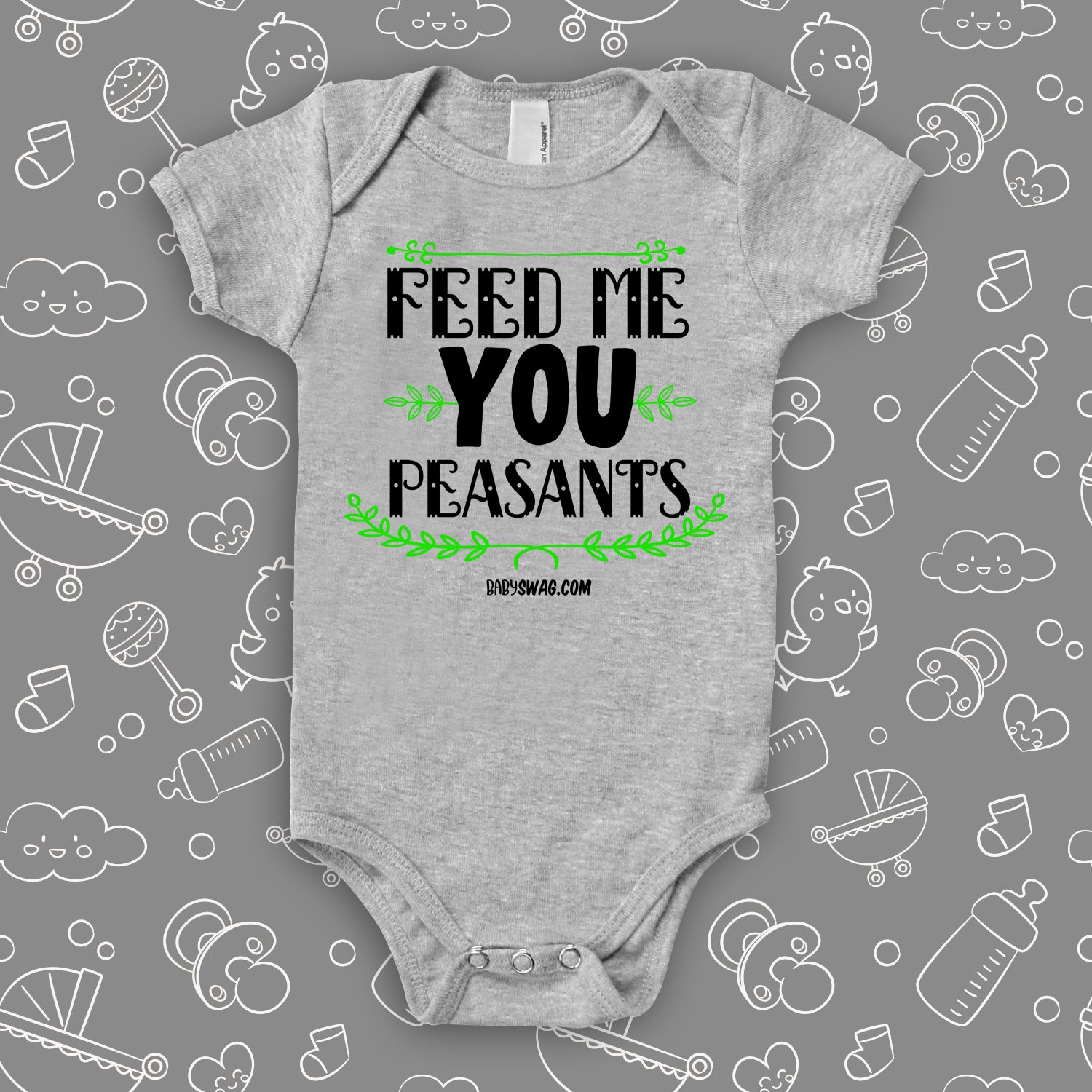 Funny Baby Clothes Baby Onesie Feed Me Peasants 4T Shirt / Black Sleeve Raglan