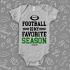 Grey cool baby boy onesie with print "Football is my favorite season"