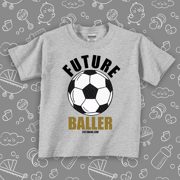 Toddler graphic tees with caption "Future Baller" in grey. 