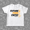 White funny toddler graphic tee saying "Future Food Critic", color white.