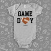 The "Game Day" cool baby onesies in grey. 