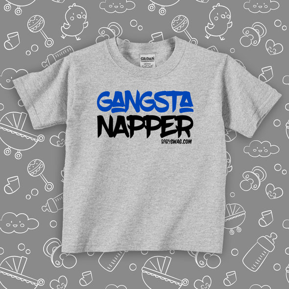 The ''Gangsta Napper'' cool toddlers shirts in grey.