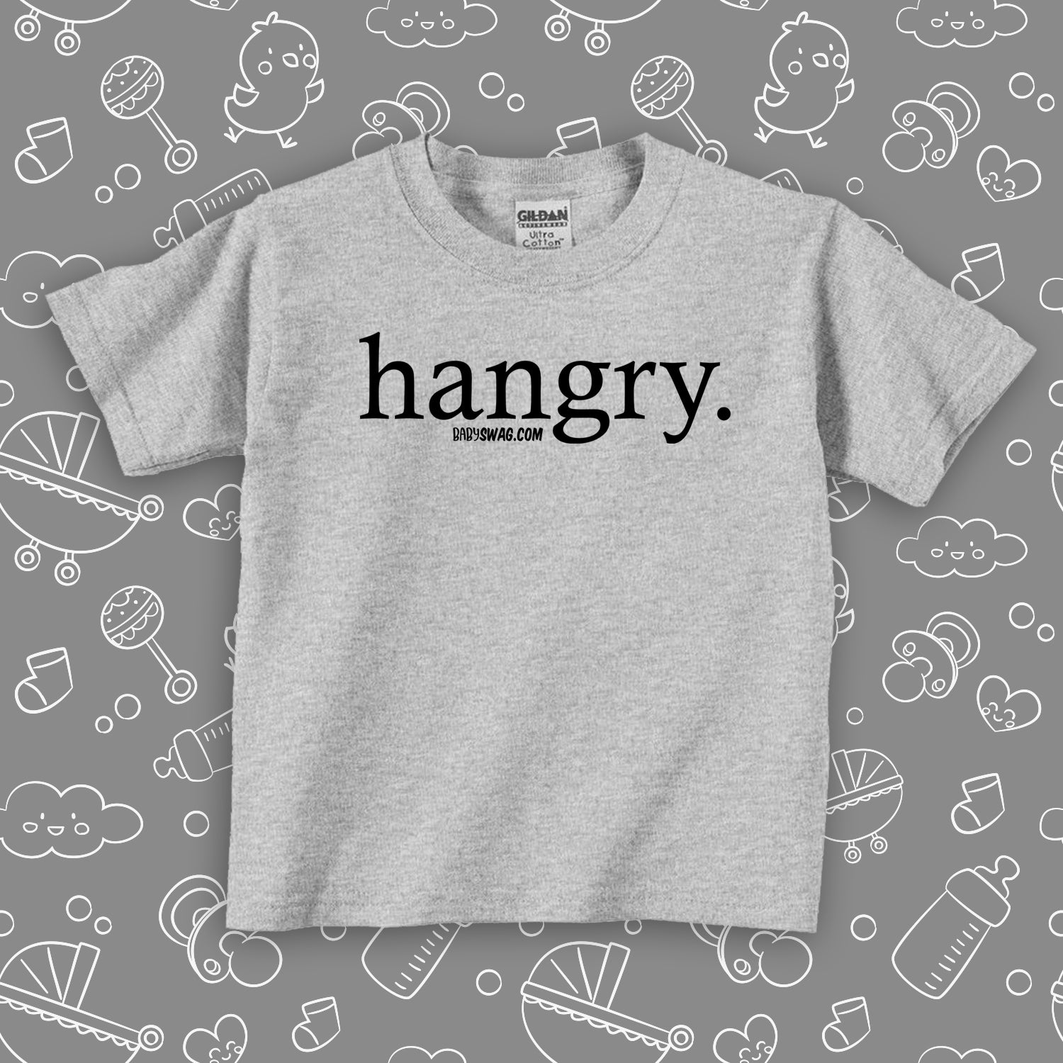 The ''Hangry'' funny toddler shirts in grey.
