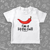 A toddler shirt saying "I'm A Little Chill" in color white.