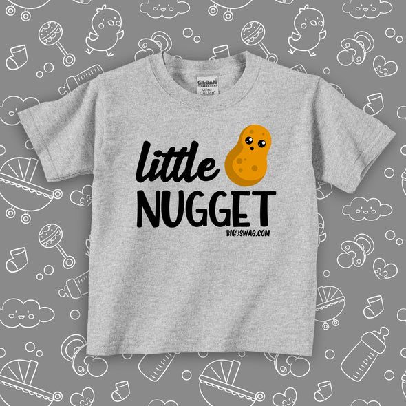 The ''Little Nugget'' toddler graphic tees in grey.