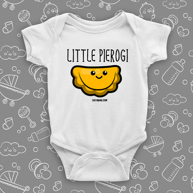 The ''Little Pierogi'' cute baby onesie in white.