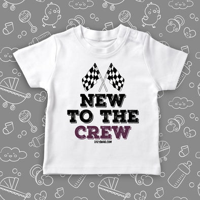 Toddler boy shirt with saying "New To The Crew" in white.