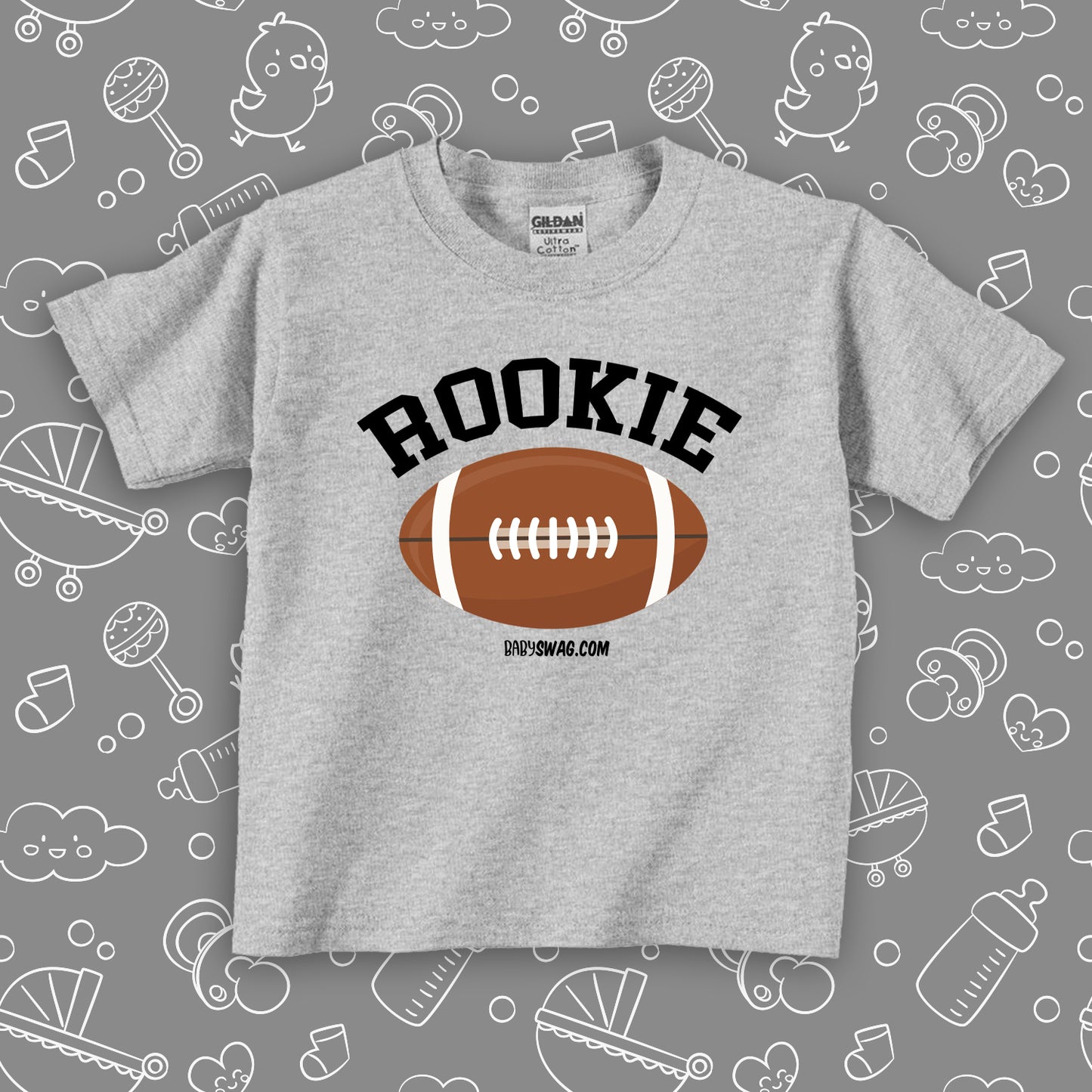 The "Rookie" toddler biy shirt in grey. 