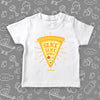 Cute toddler shirt with saying "Slice Slice Baby" in white. 