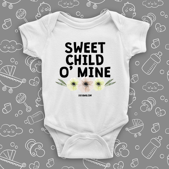 The "Sweet Child O' Mine" unique baby onesies in white