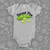 The ''Sweet Pea'' cute baby onesies in grey. 