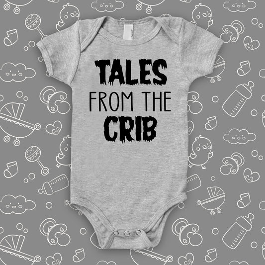 The ''Tales From The Crib'' unique baby onesies in grey.