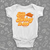 Hillarious baby onesies with saying "Talk Turkey To Me" in white. 