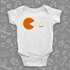 The "Thanksgiving Packman" funny baby onesies in white
