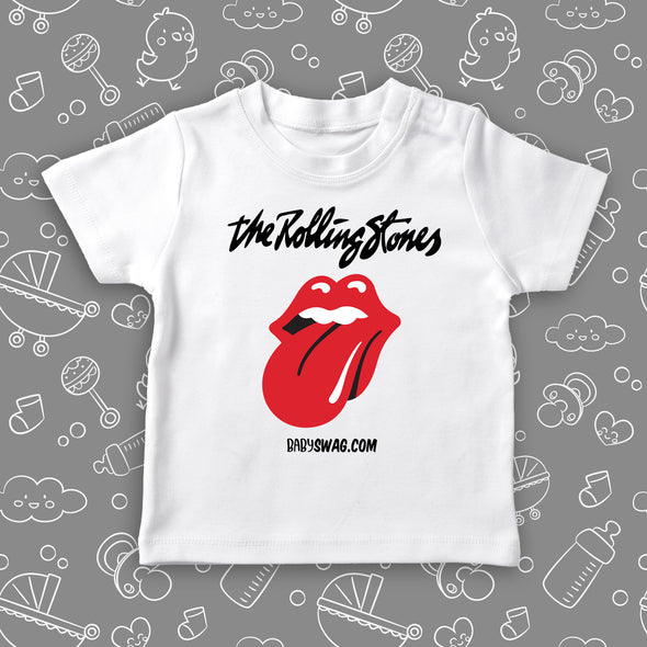 Cool toddler shirt with a caption "The Rolling Stones" in white