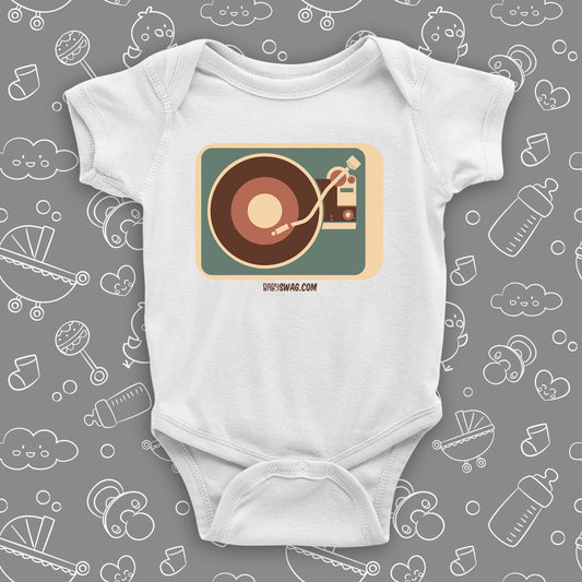 There are no many vinyl turntables nowadays, and our kids probably do not know what vinyl is. If you want to remind yourself of good, old and simpler times, order this cute baby onesie. We have this cute onesie all year long, so you can order it anytime.
